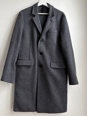 Men's Charcoal Cashmere/Wool Blend Overcoat - Lightweight/Unlined
